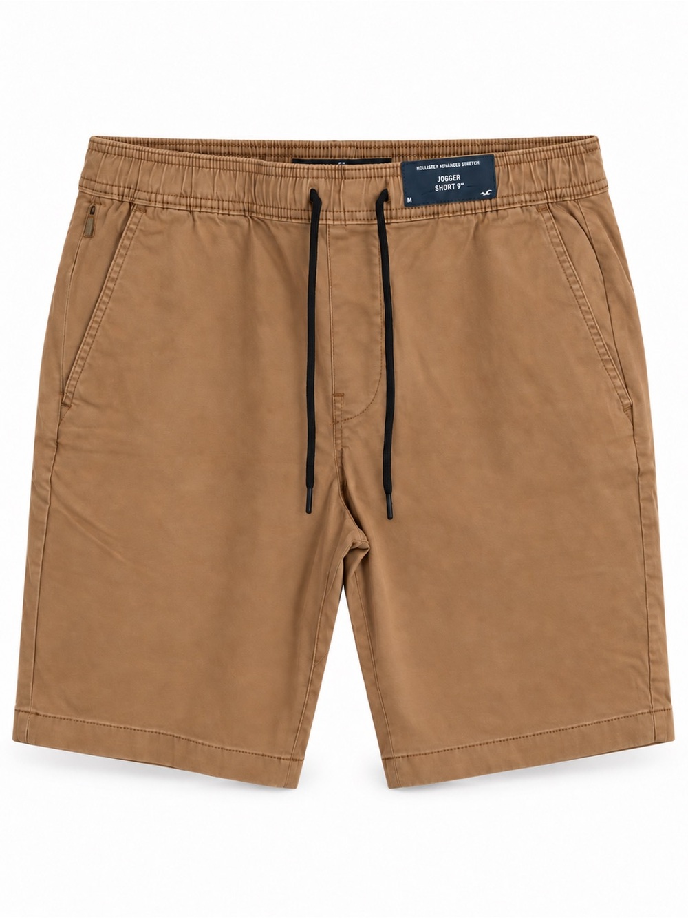 Hollister Men's Drawstring Hybrid Shorts in Tan with Black Accents